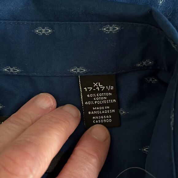 Van Heusen Men’s Blue Short Sleeve Man's Pocket Dress Shirt XLarge Slim … - Picture 7 of 7